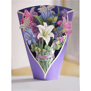 Freshcut Paper Pop Up Cards,Lillies & Lupines, 12 inch Life Sized Forever Flower